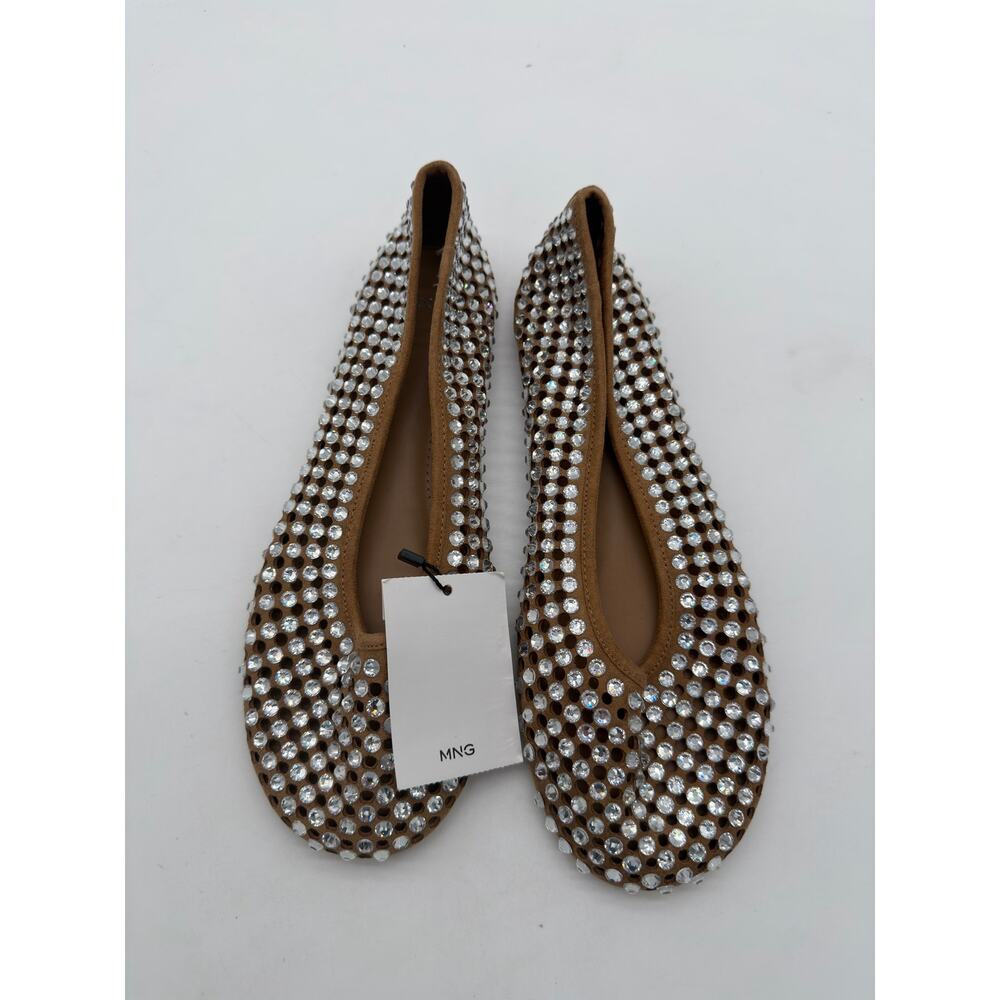 MNG Mango Glam Rhinestone Die Cut Ballet Casual Cream Elegant Flats EU 40 US 9 - Picture 4 of 8